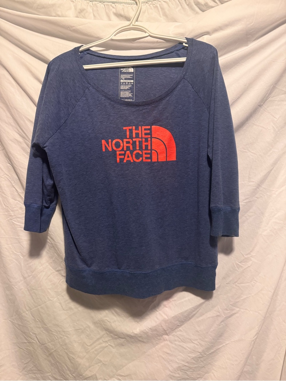 The North Face Blue Scoop Neck Pullover with Red Logo
